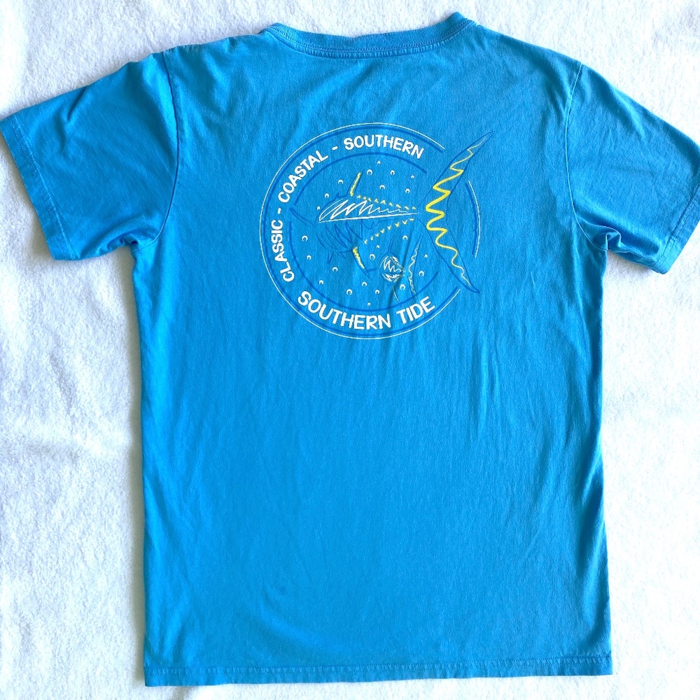 SOUTHERN TIDE BOYS SWIMMING AWAY T-SHIRT IN BOAT BLUE SIZE XL (16)